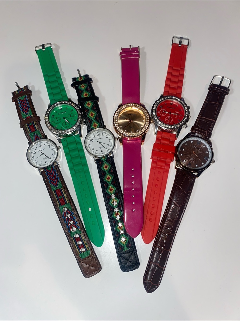 Strada Mixed Color Fashion Watch Lot - Green, Pink, Red, Brown